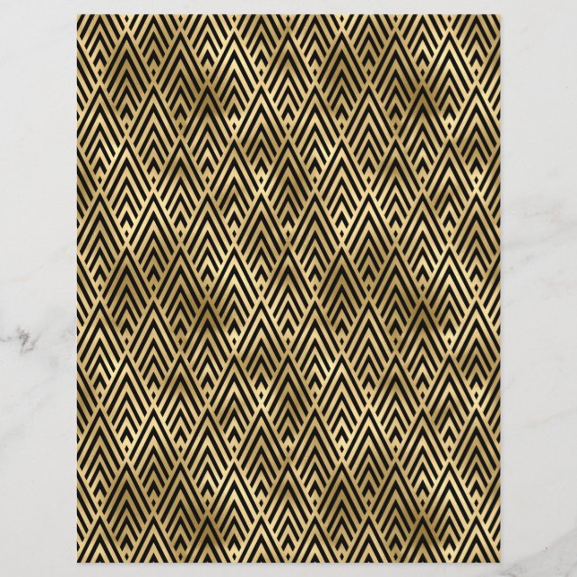 Hoja de papel de cuaderno de arte negro y dorado (Reverso)