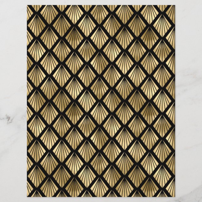 Hoja de papel de cuaderno de arte negro y dorado (Reverso)