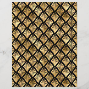Hoja de papel de cuaderno de arte negro y dorado