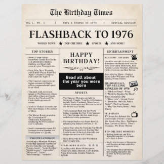 Hoja de papel de cumpleaños de periódico burlón de