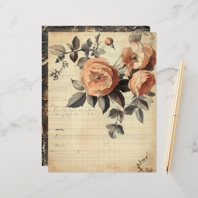 Hoja de papel de diario basura de Rosas de paz (Anverso/Reverso In Situ)