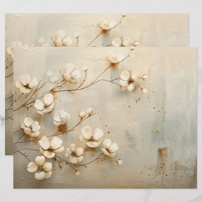 Hoja de papel de diario de platillos florales de é (Anverso / Reverso)