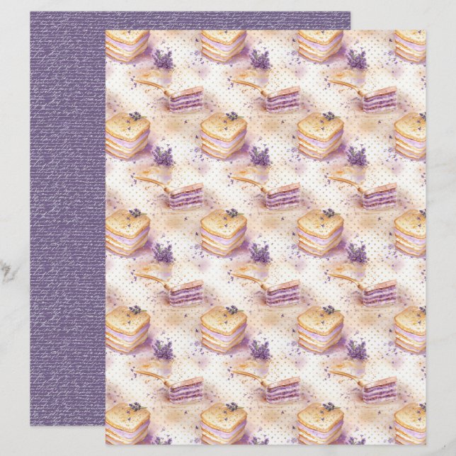 Hoja de papel de diario lavanda vintage (Anverso / Reverso)