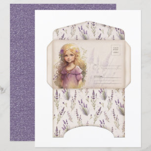 Hoja de papel de diario lavanda vintage