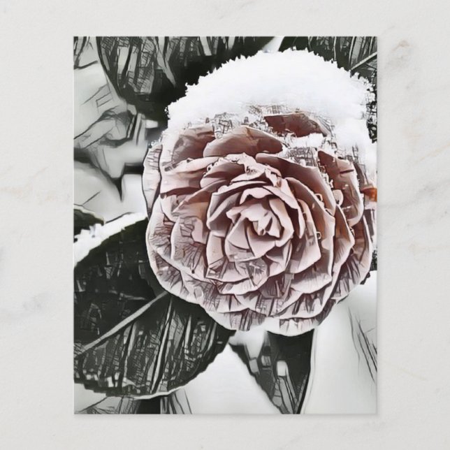 Hoja de papel de dibujo de Rosa congelado con niev (Anverso)