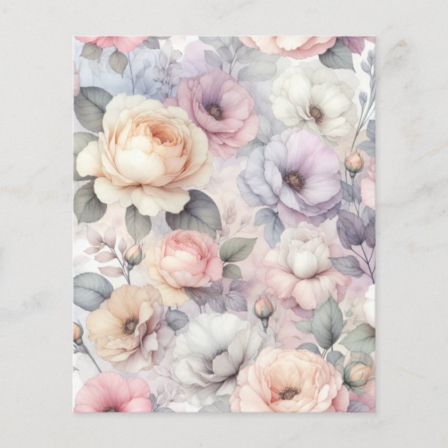 Hoja de papel de elegantes flores de rosa (Anverso)