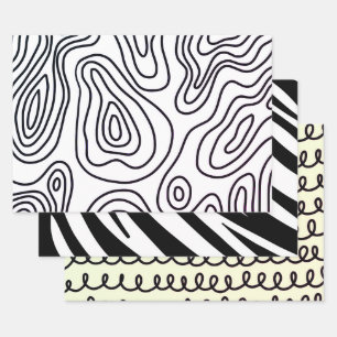 Hoja de papel de envoltura con motivos de doodle b