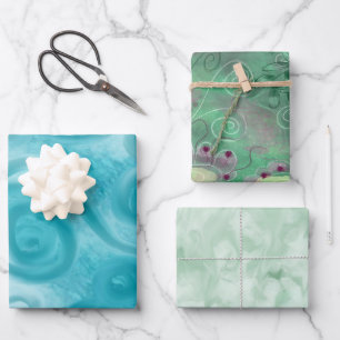 Hoja De Papel De Envoltura Set 3pc Resumen Verde A