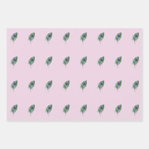 Hoja de papel de envolvimiento de plumas de pavo r