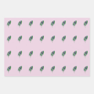 Hoja de papel de envolvimiento de plumas de pavo r