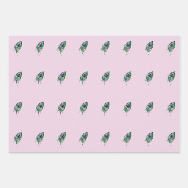 Hoja de papel de envolvimiento de plumas de pavo r (Anverso)