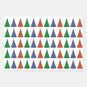 Hoja de papel de envolvimiento tricolor de árboles
