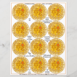 Hoja de papel de etiquetas de Acción de Gracias PI