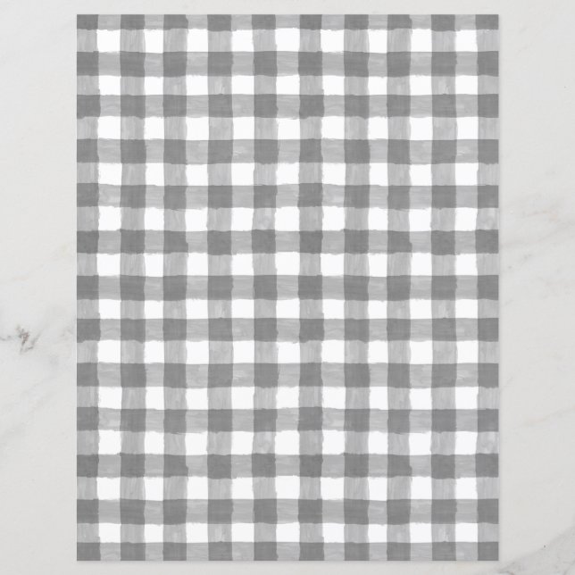 Hoja de papel de Gingham Gris Rústico (Anverso)