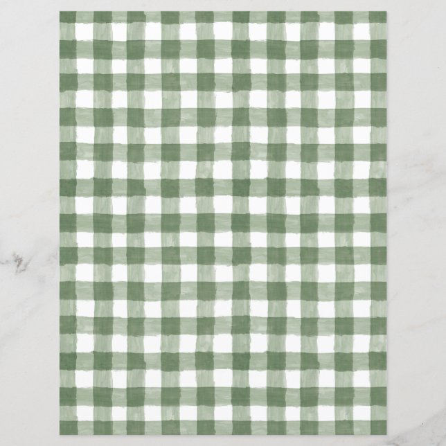 Hoja de papel de Gingham verde ruso (Anverso)