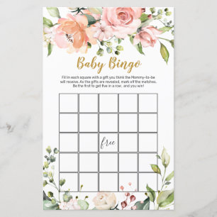 Hoja de papel de juego de bingo de Baby Shower con