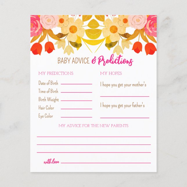 Hoja de papel de juego de consejos y predicciones  (Reverso)