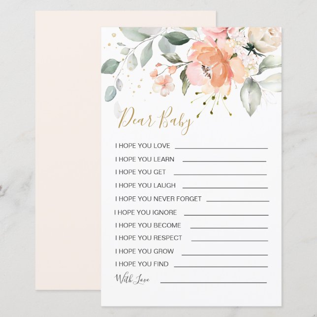 Hoja de papel de juego para bebés con deseos de fo (Anverso / Reverso)