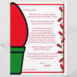 Hoja de papel de la carta de Santa y la Sra. Claus
