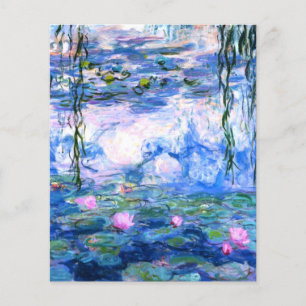 Hoja de papel de lirios de agua rosada de Monet