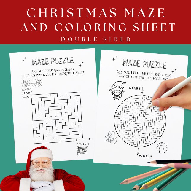 Hoja de papel de navidades Maze para niños (Subido por el creador)