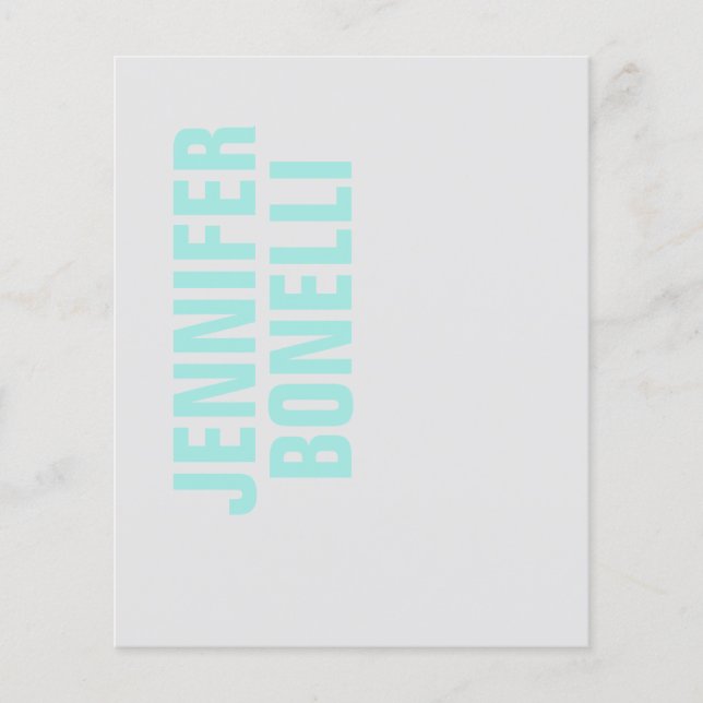 Hoja de papel de nombre azul en negrita minimalist (Anverso)