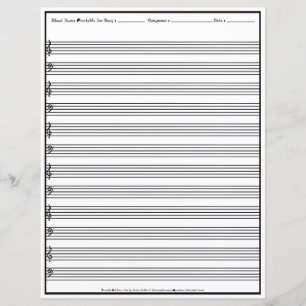 Hoja de papel de pentagrama de manuscritos de part