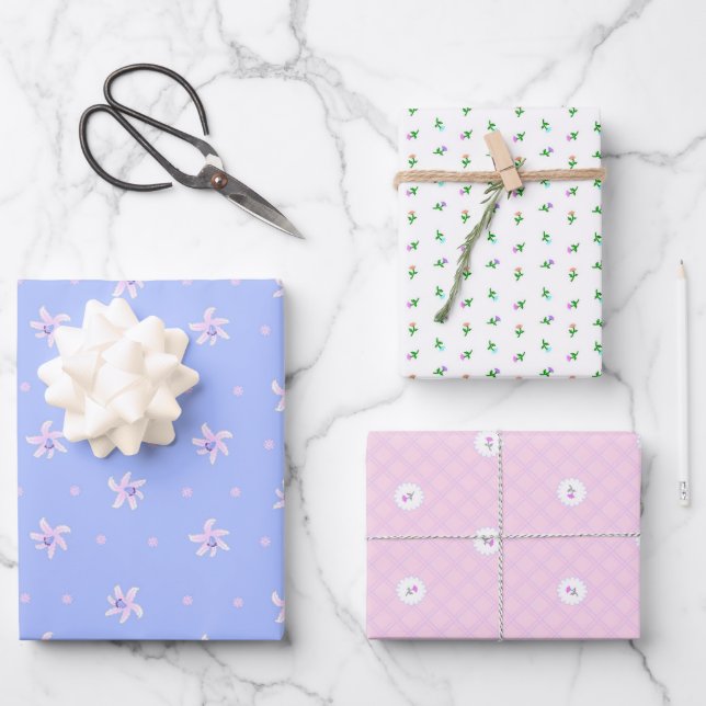 HOJA DE PAPEL DE REGALO リリー＆菊+野ばら+野ばら＆チェック (Anverso)