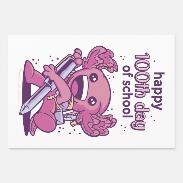 Hoja De Papel De Regalo 100.ª invitación escolar (Anverso)