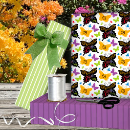 Hoja De Papel De Regalo 13.ª Letulación a mano de mariposas