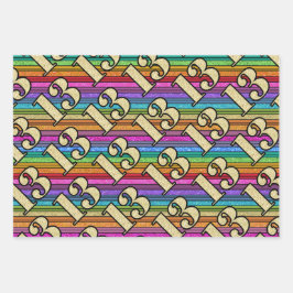 Hoja De Papel De Regalo 13.ª Purpurina de números de oro de la banda arcoi