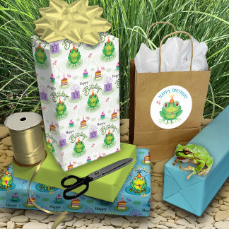 Hoja De Papel De Regalo 13.ª Rana De Cumpleaños Que Tiene Toads De Diverti