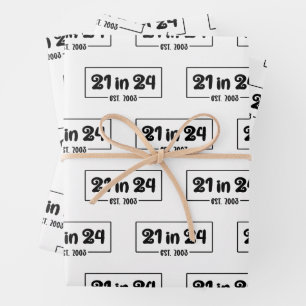 Hoja De Papel De Regalo 21º cumpleaños 21 en 24 Est 2003 Cumpleaños