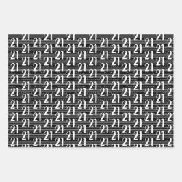 Hoja De Papel De Regalo 21.ª tipografía blanca negra