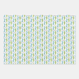 Hoja De Papel De Regalo 21.º cumpleaños Green Blue