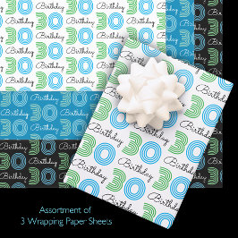 Hoja De Papel De Regalo 30 Aniversario del Azul Verde
