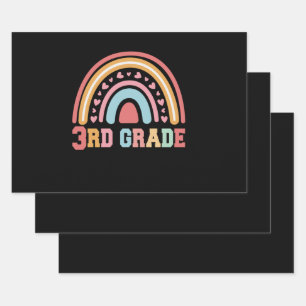Hoja De Papel De Regalo 3.ᵉʳ Arcoiris De Grado A Regalo De Estudiantes Esc