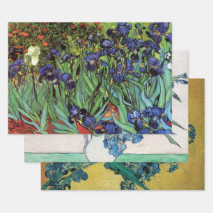Hoja De Papel De Regalo 3 diferentes flores de Iris por Vincent van Gogh