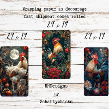 3 Gallos de Navidad Decoupage