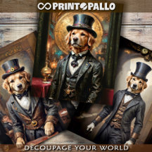 3 Golden Retriever en la época Belle Epoque