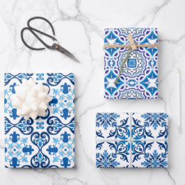 Hoja De Papel De Regalo 😍 3 Hermosos Azulejos azules envueltos