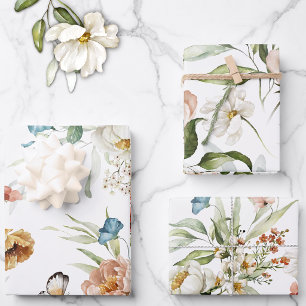 Hoja De Papel De Regalo 3 hojas, arte floral de vida residual holandés, 19