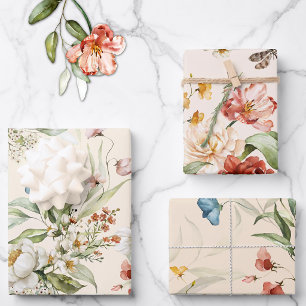 Hoja De Papel De Regalo 3 hojas, arte floral de vida residual holandés, 19