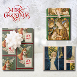 Hoja De Papel De Regalo 3 Navidades Angel