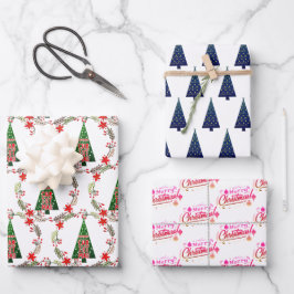 Hoja De Papel De Regalo 3 Navidades diferentes patrones de invierno