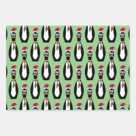 Hoja De Papel De Regalo 3 Navidades divertidos de pingüino