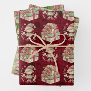 Hoja De Papel De Regalo 3 Navidades Elf Bonitos