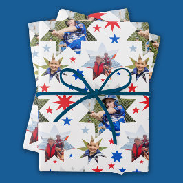 Hoja De Papel De Regalo 3 Patrón de estrellas de cumpleaños de foto