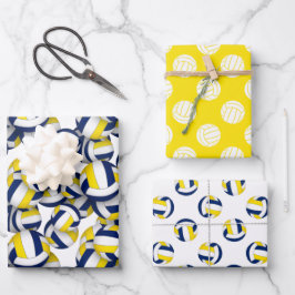 Hoja De Papel De Regalo 3 patrones de voleibol pc coordinando el oro azul