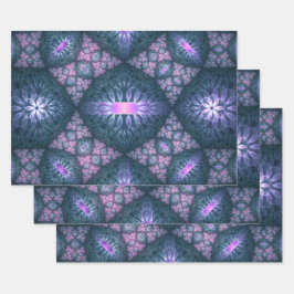 Hoja De Papel De Regalo 3D Fractal Art Abstract Pattern Blue Purple Pink
